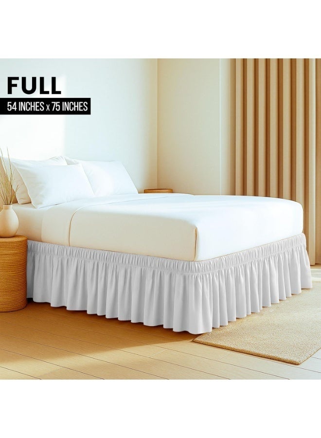 Bedding Full Elastic Bed Skirt, Easy Wrap Around Ruffle, Microfiber Bed Skirt with Adjustable Elastic Belt 16 Inch Tailored Drop, Hotel Quality Bedskirt, Fade Resistant (Full, White) - Image 2